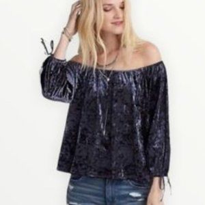 American Eagle Crushed Velvet Off Shoulder Blouse